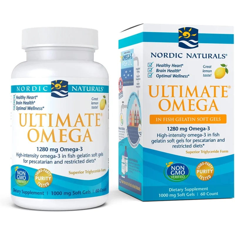 Ultimate Omega - 1280mg Lemon - 60 fish gelatin softgels - Nordic Naturals