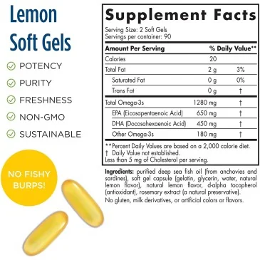 Ultimate Omega - 1280mg Lemon Flavor - 180 softgels Nordic Naturals