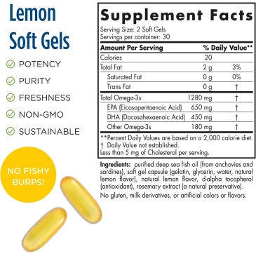 Ultimate Omega - 1280mg Lemon Flavor - 60 softgels Nordic Naturals
