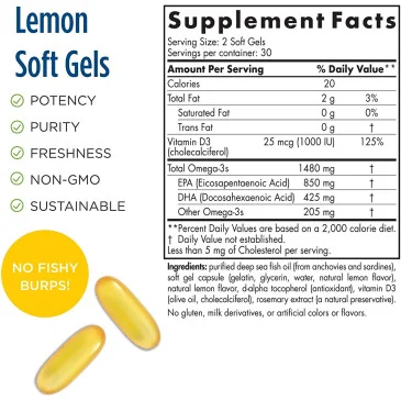 Ultimate Omega Xtra - 1480mg Lemon - 60 softgels de Nordic Naturals