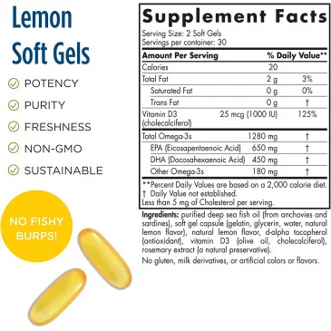 Ultimate Omega-D3 - 1280mg Lemon - 60 solfgels de Nordic Naturals