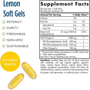 Ultimate Omega-D3 - 1280mg Lemon - 120 solfgels - Nordic Naturals