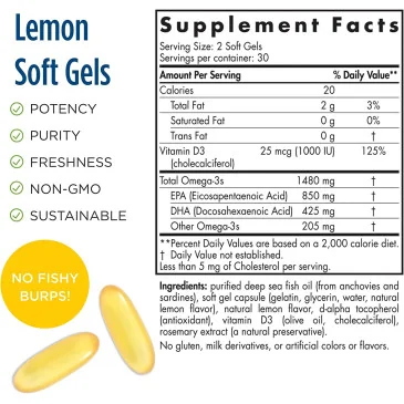 Ultimate Omega-D3 Sport, 1480mg Lemon - 60 softgels de Nordic Naturals