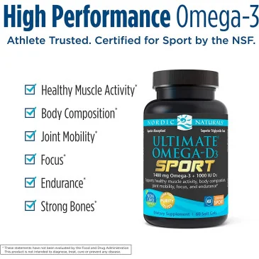 Ultimate Omega-D3 Sport, 1480mg Lemon - 60 softgels de Nordic Naturals