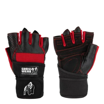 Dallas Wrist Wrap Gloves Black/Red de Gorilla Wear - Nutriwellness
