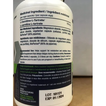 Carnitine (90 vcaps) de PVL pas cher - Nutriwellness