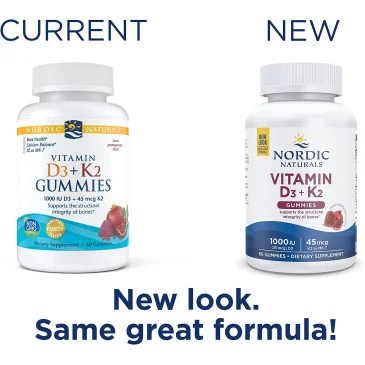 Vitamin D3+K2 Gummies, Pomegranate - 60 gummies - Nordic Naturals
