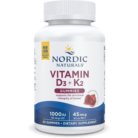 Vitamin D3+K2 Gummies, Pomegranate - 60 gummies - Nordic Naturals