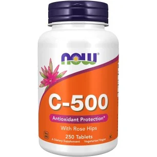 Vitamin C-500 with Rose Hips - 250 tablets de NOW Foods pas cher