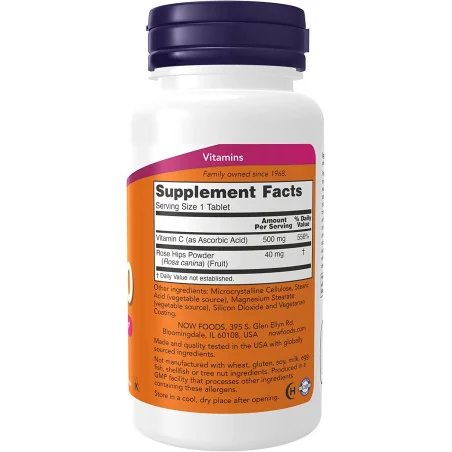 Vitamin C-500 with Rose Hips - 100 tablets - NOW Foods