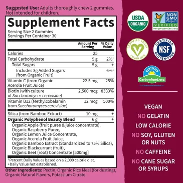 Beauty Beets Gummies, Raspberry - 60 fruit gummies de Garden of Life