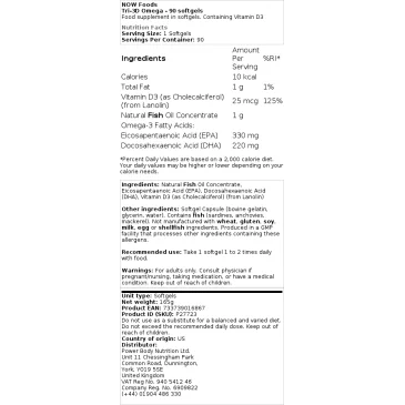 Tri-3D Omega - 90 softgels de NOW Foods pas cher - Nutriwellness