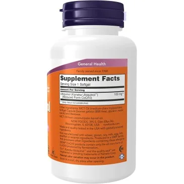 Ubiquinol - 100mg - 120 softgels de NOW Foods pas cher - Nutriwellness
