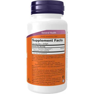 Ubiquinol - 100mg - 60 softgels de NOW Foods pas cher - Nutriwellness