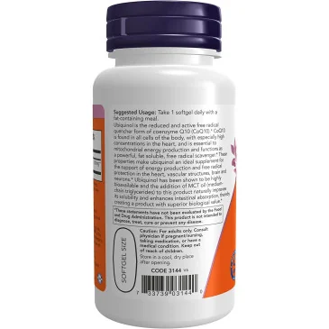 Ubiquinol - 200mg - 60 softgels de NOW Foods pas cher - Nutriwellness