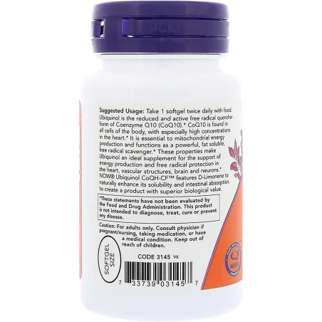 Ubiquinol CoQH-CF - 60 softgels - NOW Foods