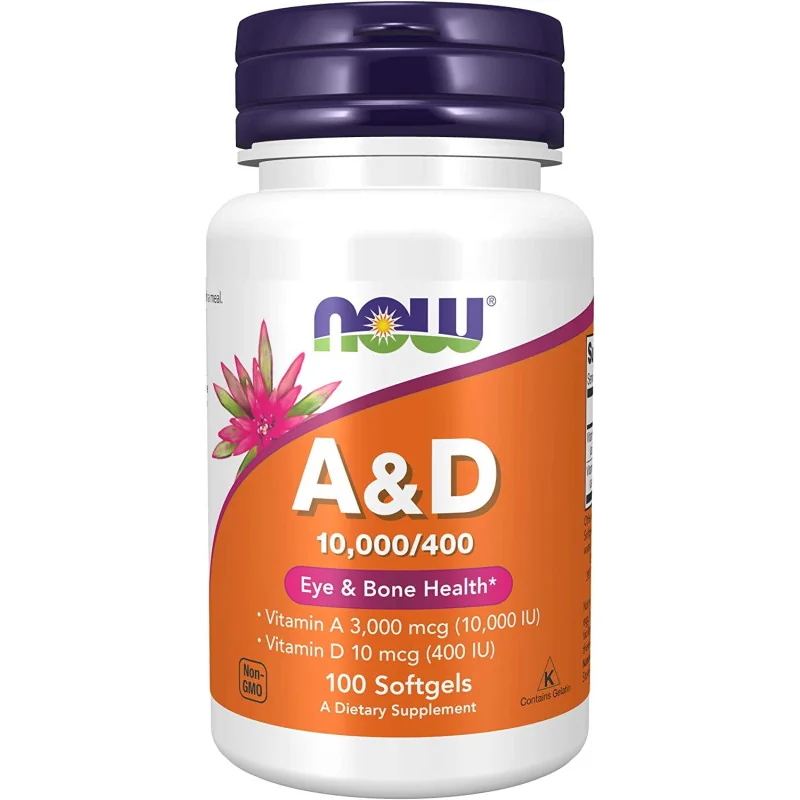 Vitamin A & D, 10000/400 IU - 100 softgels - NOW Foods Vitamin A & D, 10000/400 IU - 100 softgels - NOW Foods