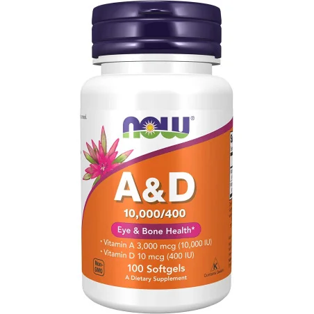 Vitamin A & D, 10000/400 IU - 100 softgels de NOW Foods pas cher