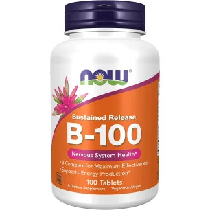 Vitamin B-100 Sustained Release - 100 tablets de NOW Foods pas cher