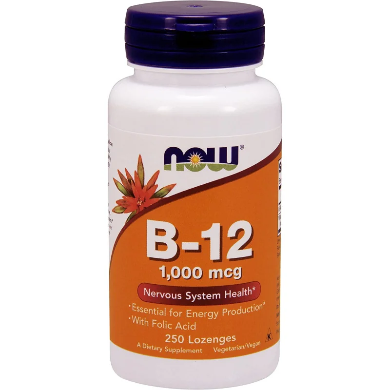 Vitamin B-12 with Folic Acid - 1000mcg - 250 lozenges - NOW Foods