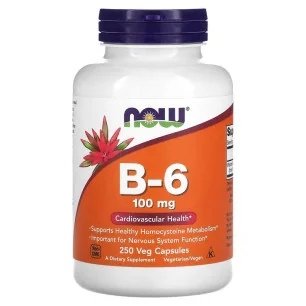 Vitamin B-6 - 100mg - 250 caps de NOW Foods pas cher - Nutriwellness