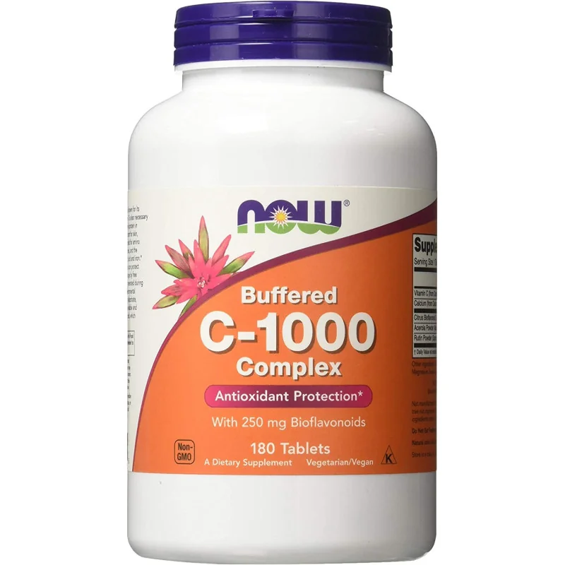 Vitamin C-1000 Complex - Buffered with 250mg Bioflavonoids - 180 tablets - NOW Foods