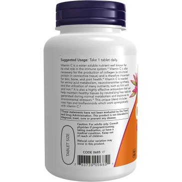 Vitamin C-1000 with Rose Hips & Bioflavonoids de NOW Foods pas cher