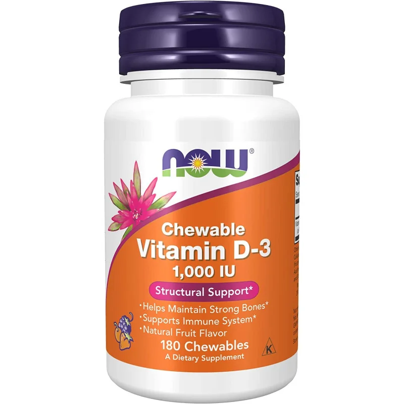 Vitamin D-3 - 1000 IU (Chewable) - 180 chewables - NOW Foods