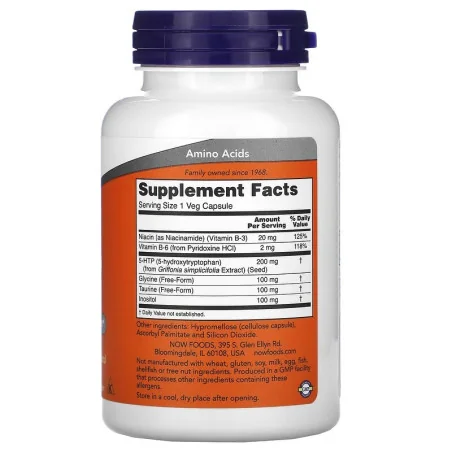 5-HTP with Glycine Taurine & Inositol - 200mg - 120 vcaps - NOW Foods