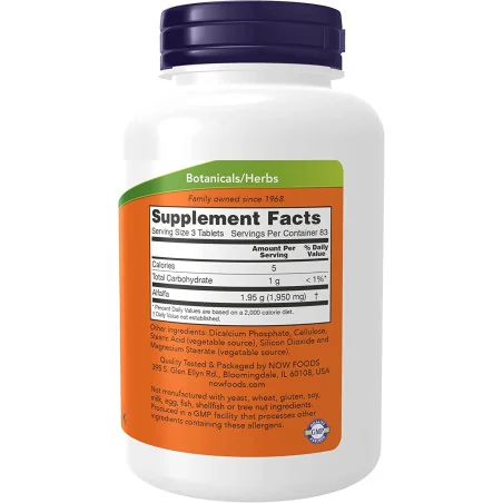 Alfalfa - 650mg - 250 tablets - NOW Foods
