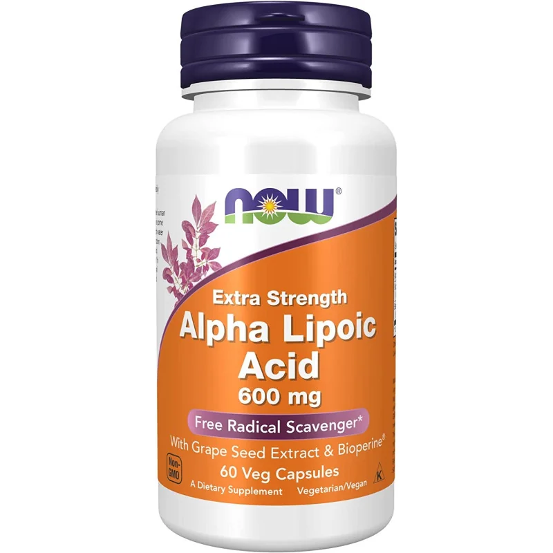 Alpha Lipoic Acid with Grape Seed Extract & Bioperine - 600mg - NOW Foods