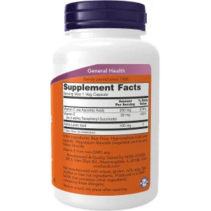 Alpha Lipoic Acid with Vitamins C & E - 100mg - 60 vcaps - NOW Foods