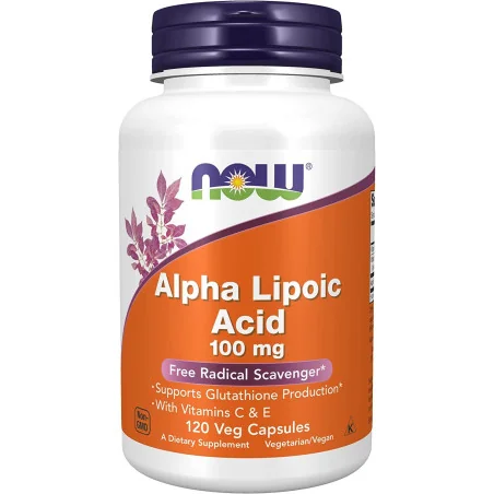 Alpha Lipoic Acid with Vitamins C & E - 100mg 60 vcaps de NOW Foods
