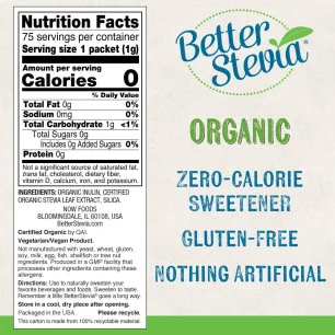 Better Stevia Packets - Organic - 75 packets - NOW Foods