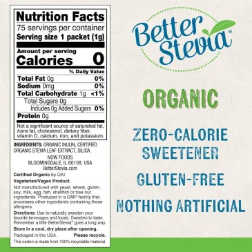 Better Stevia Packets - Organic - 75 packets de NOW Foods pas cher