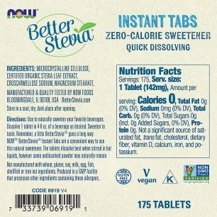 Better Stevia Instant Tabs - 175 tablets - NOW Foods
