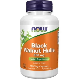 Black Walnut Hulls, 500mg - 100 caps de NOW Foods pas cher