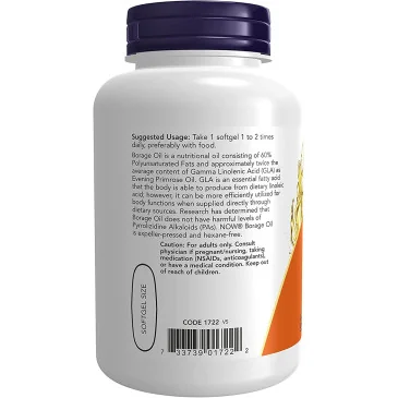 Borage Oil, Concentration GLA, 1,000 mg - Now Foods - Nutriwellness