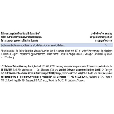 L-Glutamine, 100% Pure Free Form - 400 grams de Weider pas cher