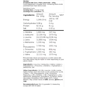 Premium EAA Zero - 325 grams de Weider pas cher - Nutriwellness