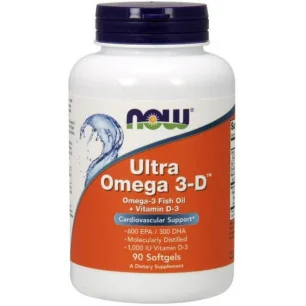 Ultra Omega 3-D with Vitamin D-3 - 90 softgels de NOW Foods pas cher