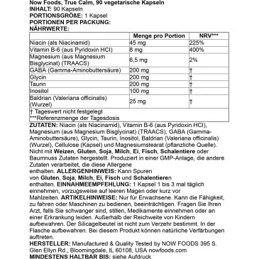 True Calm - 90 vcaps de NOW Foods pas cher - Nutriwellness