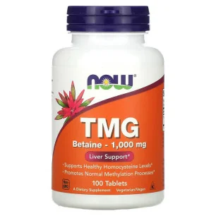 TMG (Trimethylglycine), 1000mg - 100 tablets de NOW Foods pas cher
