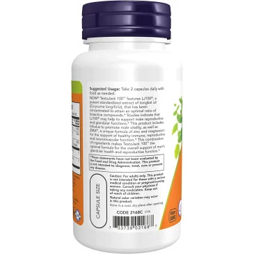 TestoJack 100 - 60 vcaps de NOW Foods pas cher - Nutriwellness