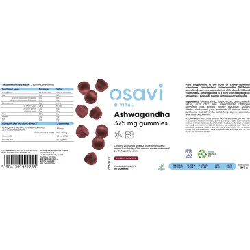 Ashwagandha 375mg Gummies, Cherry - 90 gummies d'Osavi pas cher