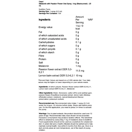 Melatonin with Passion Flower Oral Spray - 1mg (Cerise) - 25 ml - Osavi