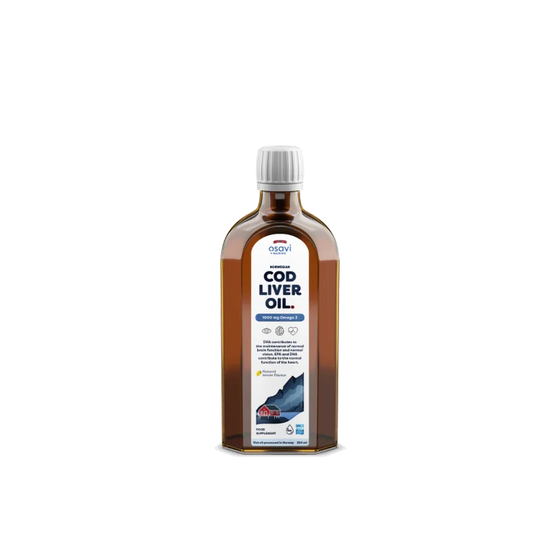 Norwegian Cod Liver Oil - 1000mg Omega 3 (Lemon) - 250 ml - Osavi