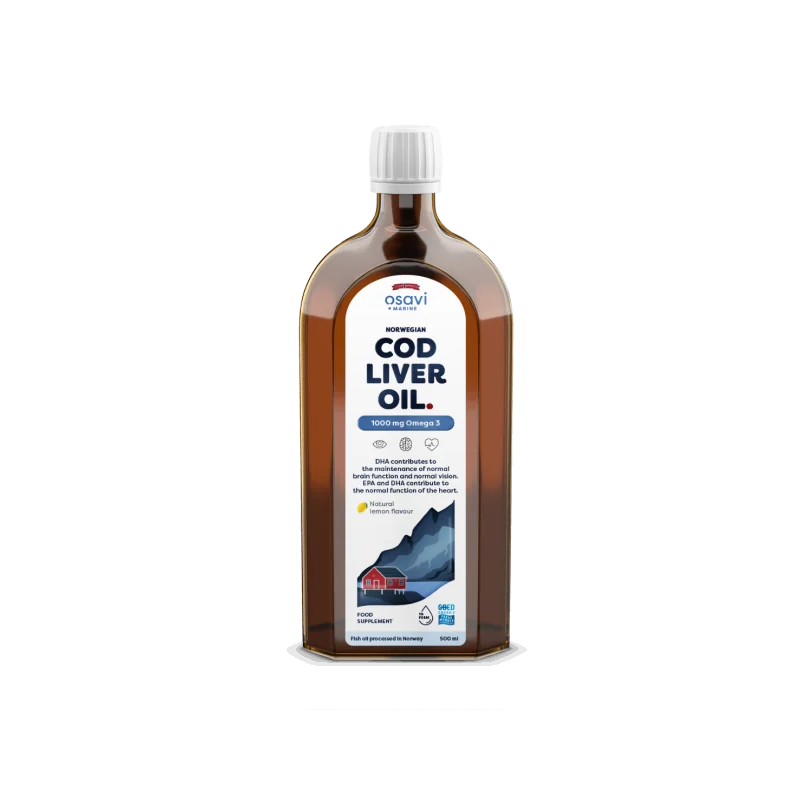 Norwegian Cod Liver Oil - 1000mg Omega 3 (Lemon) - 500 ml - Osavi