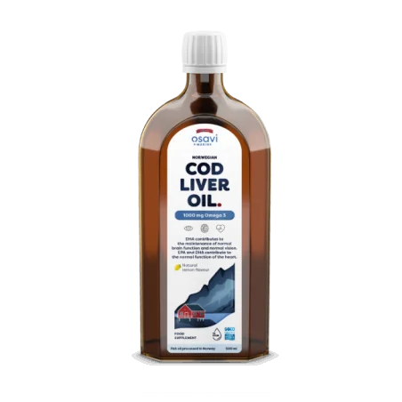 Norwegian Cod Liver Oil - 1000mg Omega 3 (Lemon) - 500 ml d'Osavi