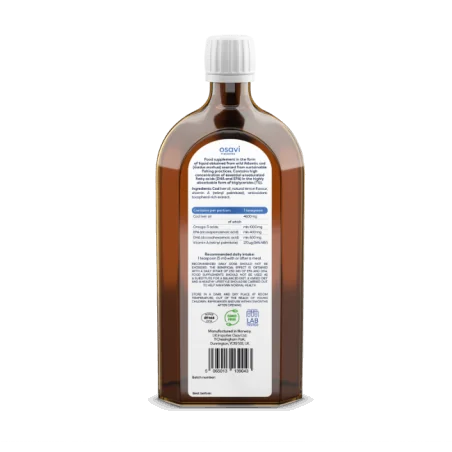 Norwegian Cod Liver Oil - 1000mg Omega 3 (Lemon) - 500 ml - Osavi